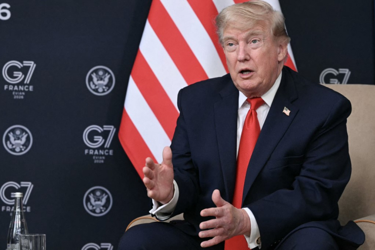 Donald Trump à Évian, le 16 juin 2026. ( AFP / MANDEL NGAN )