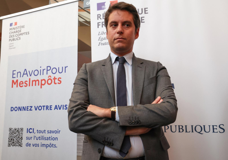 Gabriel Attal à Lunel, le 25 avril. ( AFP / PASCAL GUYOT )