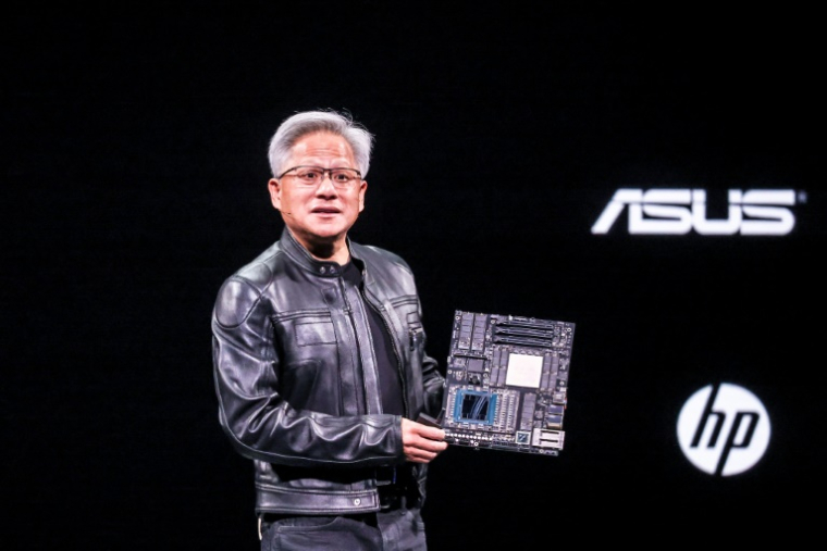 Le patron de Nvidia Jensen Huang au salon Computex à Taipei, le 19 mai 2025, à Taïwan ( AFP / I-Hwa Cheng )