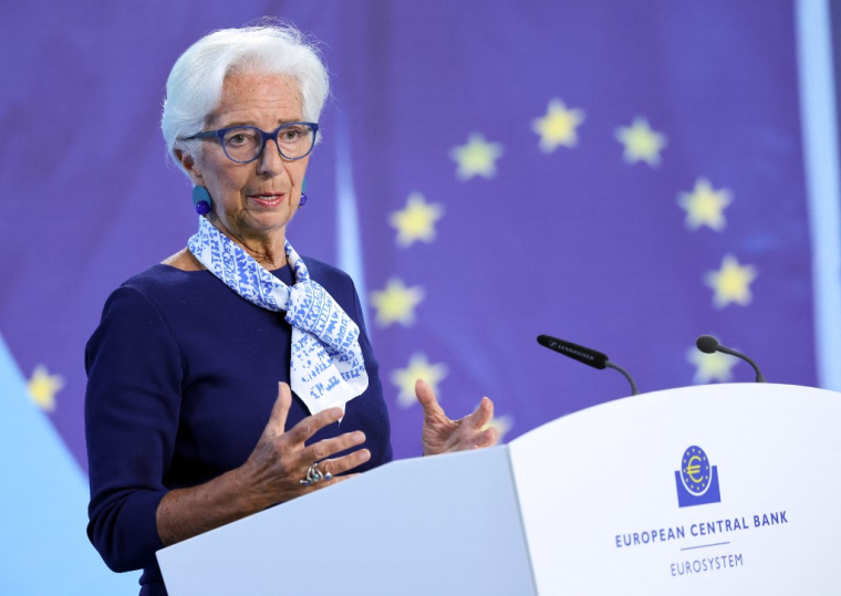 Christine Lagarde à Francfort, en Allemagne, le 4 juillet 2025. ( AFP / DANIEL ROLAND )