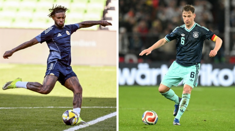 Photomontage des joueurs de Curaçao Leando Bacuna (g) et de l'Allemagne Joshua Kimmich ( AFP / William WEST )