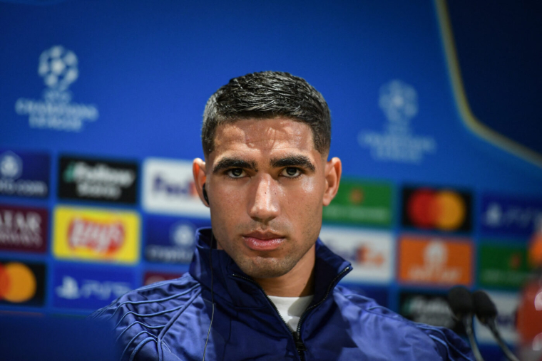 Paris Saint-Germain’s defender Achraf Hakimi speaks during a press conference at the PSG Campus on May 6, 2025, before the UEFA Champions League football match between Paris Saint-Germain and Arsenal FC at the Parc des Princes Stadium in Paris on May 7, 2025. Photo by Firas Abdullah/ABACAPRESS.COM   - Photo by Icon Sport