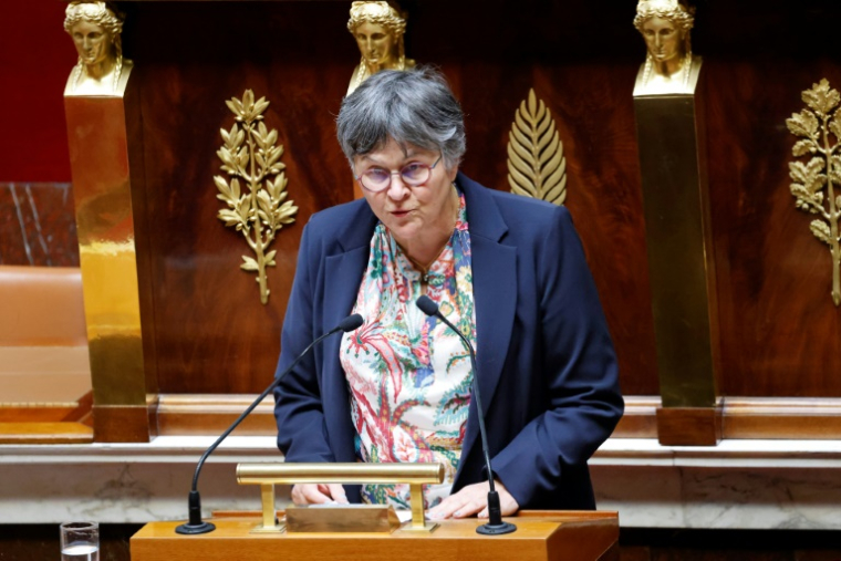 La députée écologiste Dominique Voynet à l'Assemblée Nationale Paris le 28 avril 2025 ( AFP / Ludovic MARIN )