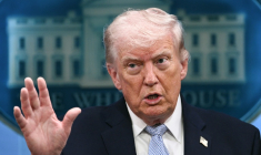 Donald Trump s'adresse aux journalistes à l'occasion d'une conférence de presse à la Maison Blanche, le 6 avril 2026 à Washington ( AFP / Brendan SMIALOWSKI )