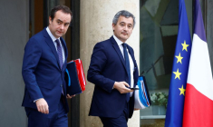Le ministre français de la Défense Sébastien Lecornu et le ministre de la Justice Gérald Darmanin