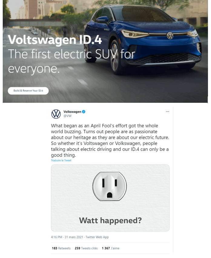 Volkswagen se met la presse à dos avec une blague de très mauvais goût !  - Crédit photo : © DR Caradisiac & Twitter de Volkswagen