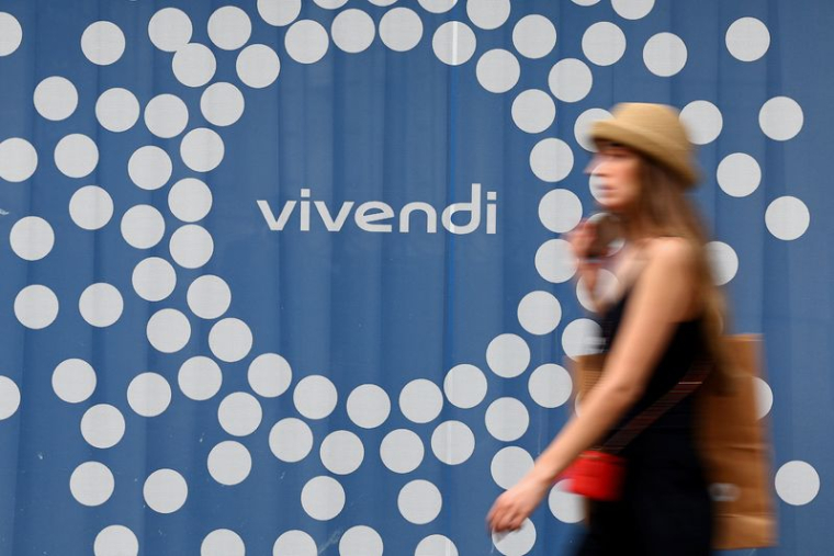 Le logo du groupe de médias français Vivendi à Paris
