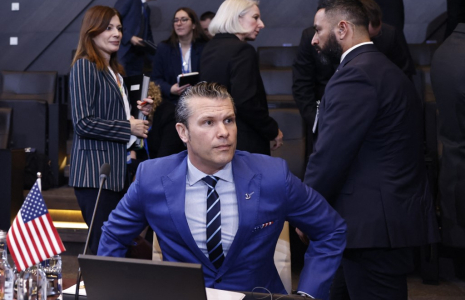 Pete Hegseth à Bruxelles, en Belgique, le 13 février 2025. ( AFP / SIMON WOHLFAHRT )