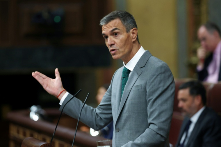 Le Premier ministre espagnol Pedro Sanchez s'adresse aux députés sur la crise à Ceuta, à Madrid le 3 septembre 2026  ( AFP / Thomas COEX )