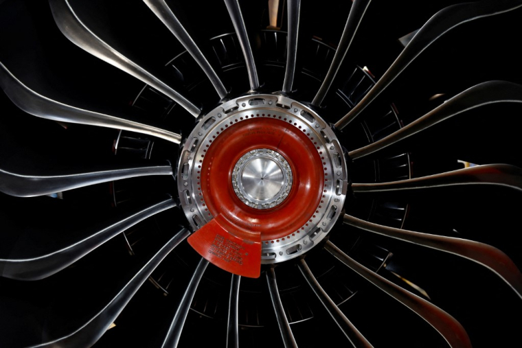 Un turboréacteur à l'usine Safran de Villaroche, en 2023 (illustration) ( POOL / GONZALO FUENTES )