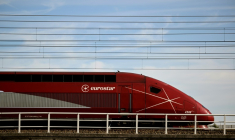 Un train de la compagnie ferroviaire Eurostar à Bruxelles, le 26 août 2025 ( AFP / Nicolas TUCAT )