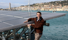 Armand Thiberge, alors PDG de l'entreprise Solarinblue, à Sète, le 17 mars 2023. ( AFP / PASCAL GUYOT )