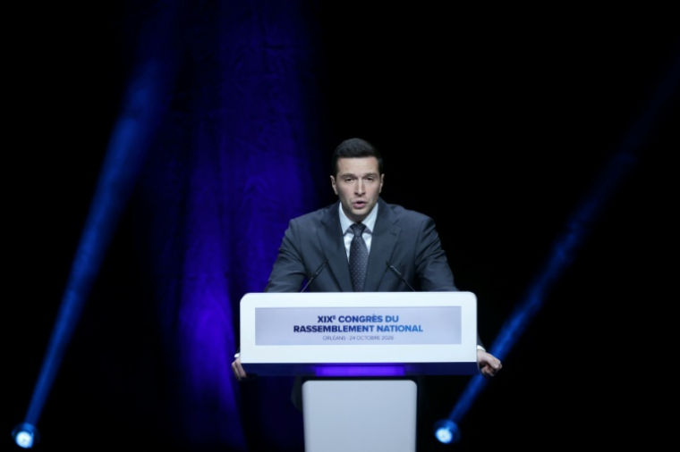 Le président du Rassemblement national (RN) Jordan Bardella lors du congrès de son parti, le 24 octobre 2026 à Orléans  ( AFP / Alain JOCARD )