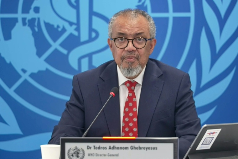 Image tirée d'une vidéo de l'AFP montrant le directeur général de l'OMS, Tedros Adhanom Ghebreyesus, lors d'une conférence de presse sur le foyer d'hantavirus lié au bateau de croisière MV Hondius, le 7 mai 2026 à Genève ( AFP / - )