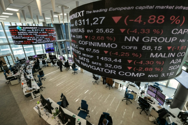 La salle de contrôle d'Euronext, société qui gère la Bourse de Paris ( AFP / Thomas SAMSON )