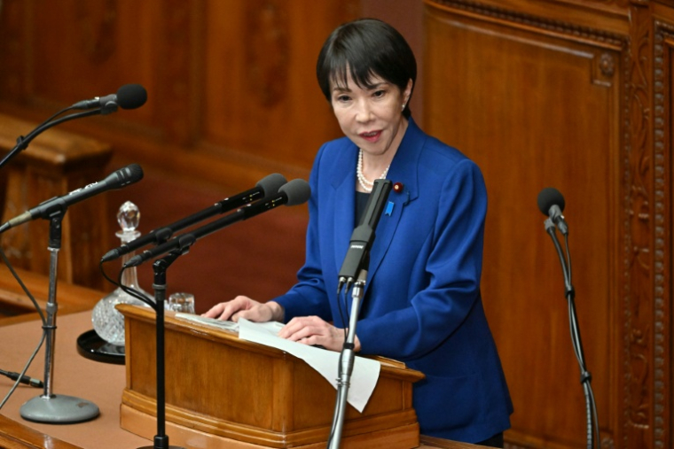 La Première ministre japonaise Sanae Takaichi fait un discours à la Chambre des représentants à Tokyo, le 24 octobre 2025 ( AFP / Kazuhiro NOGI )