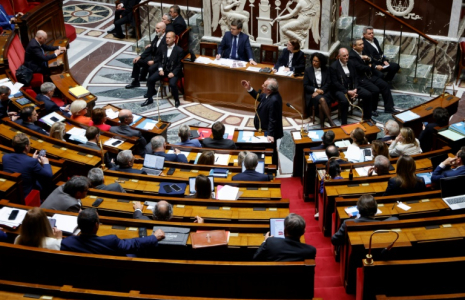 L'Assemblée Nationale pendant un discours du premier ministre François Bayrou, à Paris, le 29 avril 2025 ( AFP / Ludovic MARIN )