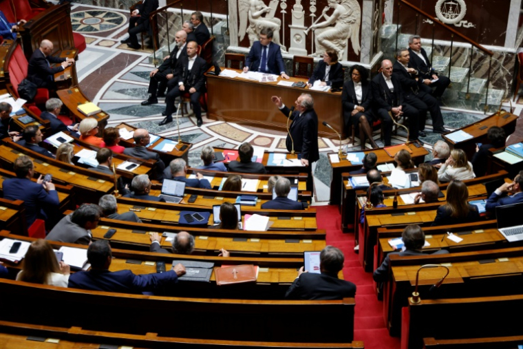L'Assemblée Nationale pendant un discours du premier ministre François Bayrou, à Paris, le 29 avril 2025 ( AFP / Ludovic MARIN )