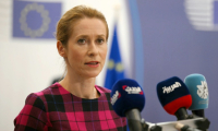 La cheffe de la diplomatie européenne Kaja Kallas, à Bruxelles, le 14 juillet 2025 ( AFP / NICOLAS TUCAT )