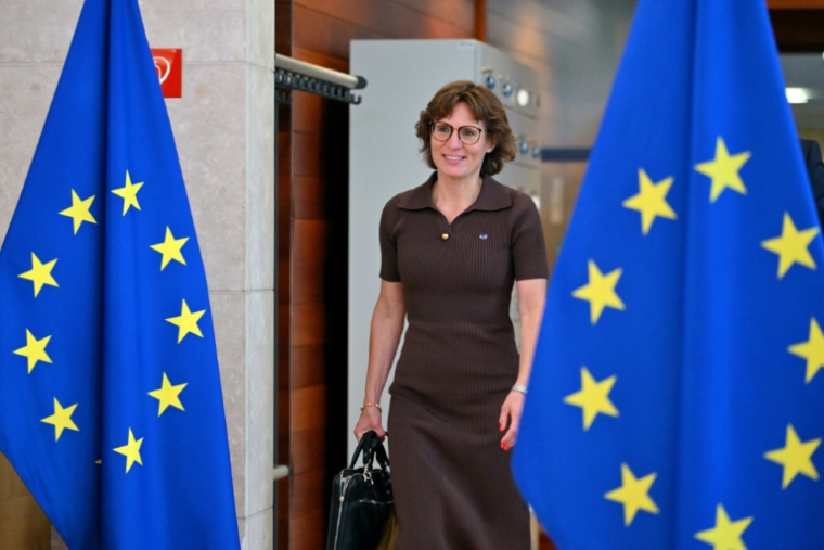 La commissaire européenne chargée de l'Environnement et de la résilience en matière d'eau Jessika Roswall à Bruxelles le 4 juin 2025 ( AFP / Nicolas TUCAT )