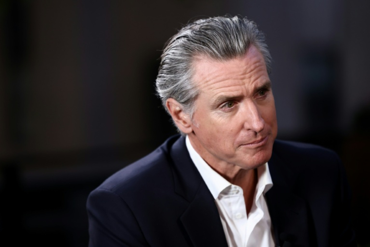 Le gouverneur démocrate de Californie Gavin Newsomlors un entretien avec l'AFP à New York, le 23 septembre 2026 ( AFP / CHARLY TRIBALLEAU )