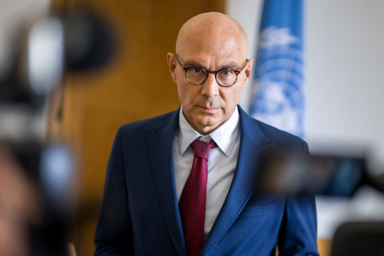 Volker Turk, à Genève, le 16 septembre 2025 ( AFP / FABRICE COFFRINI )