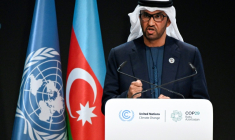 Sultan al-Jaber, ministre émirati de l'Industrie, lors de l'ouverture de la COP29 le 11 novembre 2024 à Bakou ( AFP / Alexander NEMENOV )