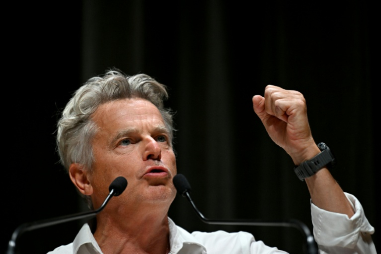 Le secrétaire national du PCF, Fabien Roussel, aux Universités d'été du parti à Montpellier le 23 août 2025 ( AFP / GABRIEL BOUYS )