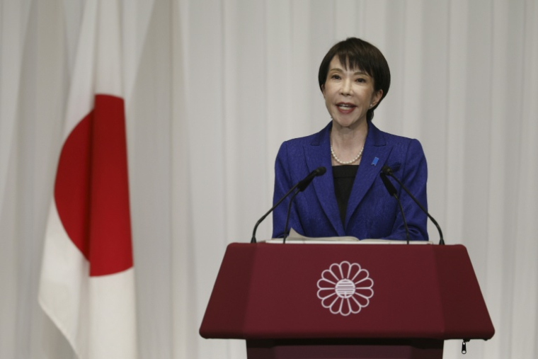 La Première ministre japonaise Sanae Takaichi lors d'une conférence de presse à Tokyo, le 9 février 2026 ( POOL / Franck ROBICHON )