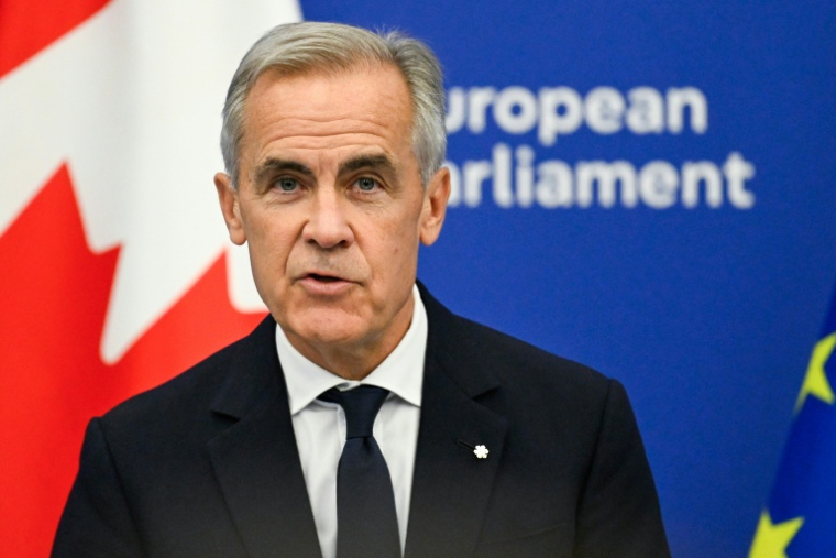 Le Premier ministre canadien Mark Carney lors de son discours devant le Parlement européen à Strasbourg, en France, le 17 septembre 2026 ( AFP / Jean-Christophe VERHAEGEN )