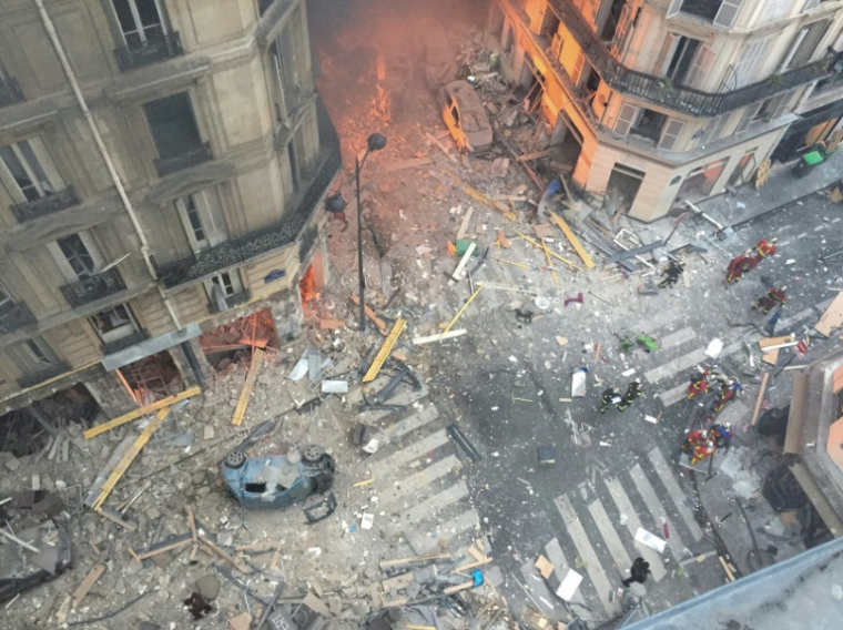La rue de Trévise, après une explosion au gaz, le 12 janvier 2019 à Paris ( AFP / Carl LABROSSE )