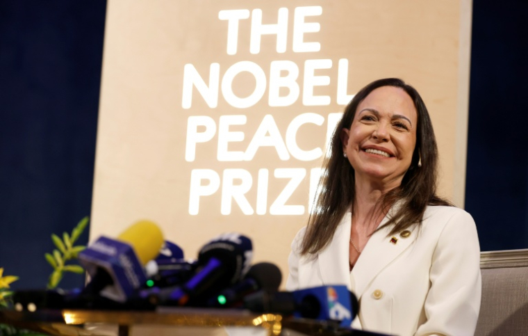 L'opposante vénézuélienne Maria Corina Machado, prix Nobel de la paix 2025, à Oslo, le 11 décembre 2025 ( AFP / Odd ANDERSEN )