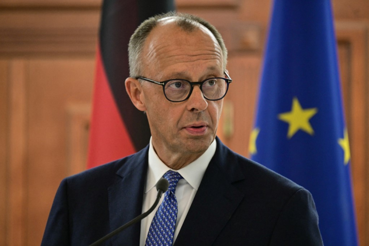 Friedrich Merz à Chisinau, en Moldavie, le 27 août 2025. ( AFP / DANIEL MIHAILESCU )