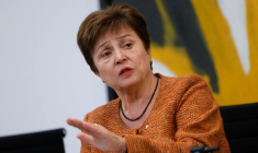 La directrice générale du Fonds monétaire international (FMI), Kristalina Georgieva, lors d'une conférence de presse à Berlin