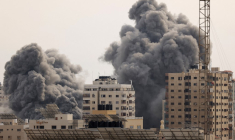 La ville de Gaza bombardée par Israël le 9 octobre.  ( AFP / MAHMUD HAMS )