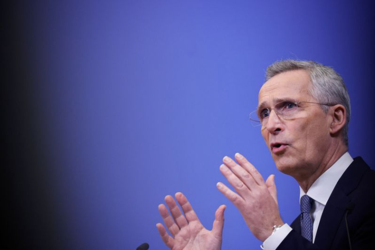 Le secrétaire général de l'OTAN, Jens Stoltenberg, lors d'une conférence de presse à Bruxelles