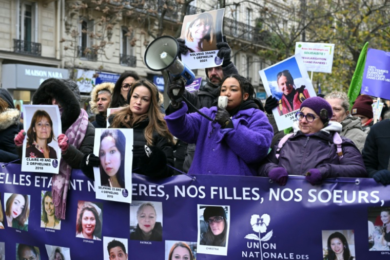 Des manifestantes contre les violences faites aux femmes, à Paris, samedi 22 novembre 2025 ( AFP / Bertrand GUAY )