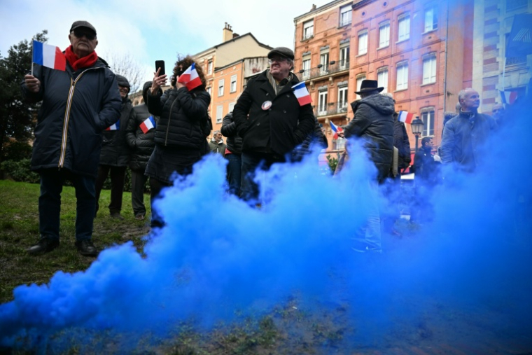 Manifestation de policiers à l'appel du syndicat policier Alliance qui dénonce un manque de moyens, le 31 janvier 2026 à Toulouse ( AFP / Lionel BONAVENTURE )