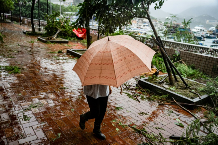 Des dégâts provoqués par le passage du super-typhon Ragasa à Hong Kong, le 24 septembre 2025 ( AFP / Leung Man Hei )