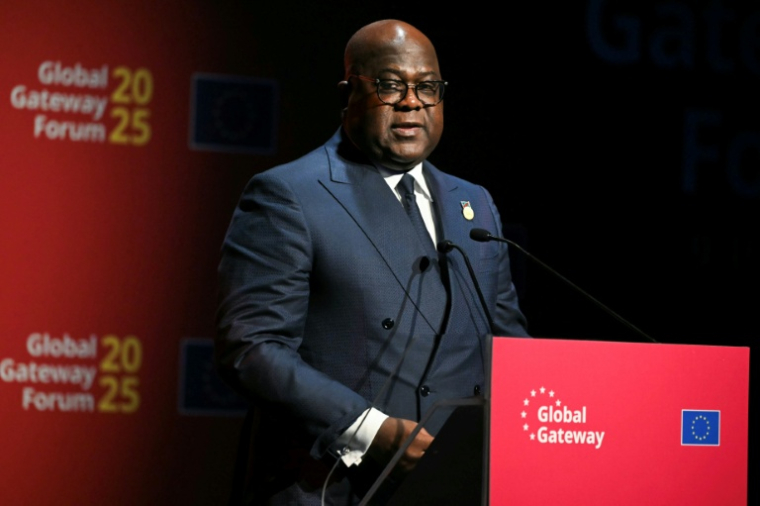 Le président congolais Felix Tshisekedi lors d'un forum diplomatique à Bruxelles, le 9 octobre 2025 ( AFP / NICOLAS TUCAT )