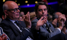 Edouard Philippe (g) et Gabriel Attal à Paris, le 7 mai 2024 ( AFP / Thomas SAMSON )