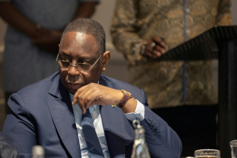 L'ancien président sénégalais Macky Sall lors d'une conférence de presse au Cap, en Afrique du Sud, le 27 février 2025 ( AFP / GIANLUIGI GUERCIA )