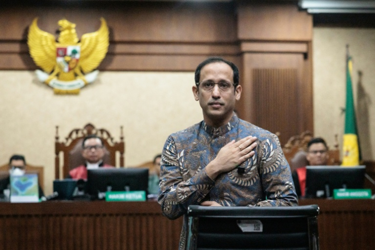 Nadiem Makarim devant le tribunal de Jakarta en Indonésie le 30 juin 2026 ( AFP / YASUYOSHI CHIBA )