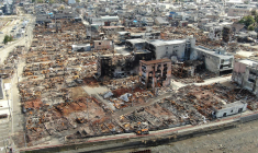 Vue aérienne le 29 janvier 2024 des dégâts causés par le tremblement à l'ouest du Japon. ( JIJI Press / STR )