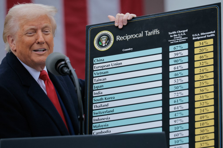 Donald Trump à Washington, aux États-Unis, le 2 avril 2025. ( GETTY IMAGES NORTH AMERICA / CHIP SOMODEVILLA )