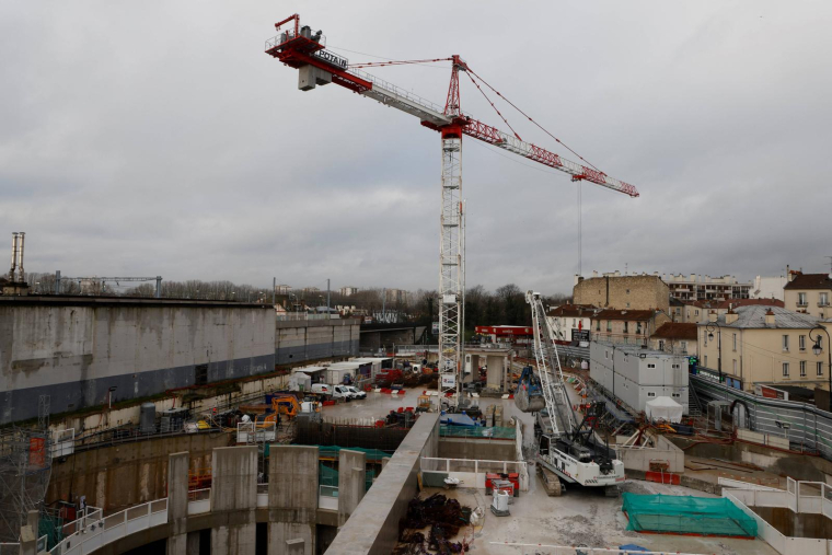 Chantier Eiffage sur la ligne 15 du Grand Paris Express en 2021. ( AFP / LUDOVIC MARIN )