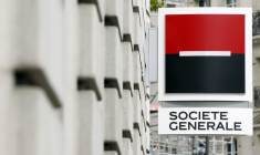 Vue générale d'une succursale de la banque française Société Générale à Paris