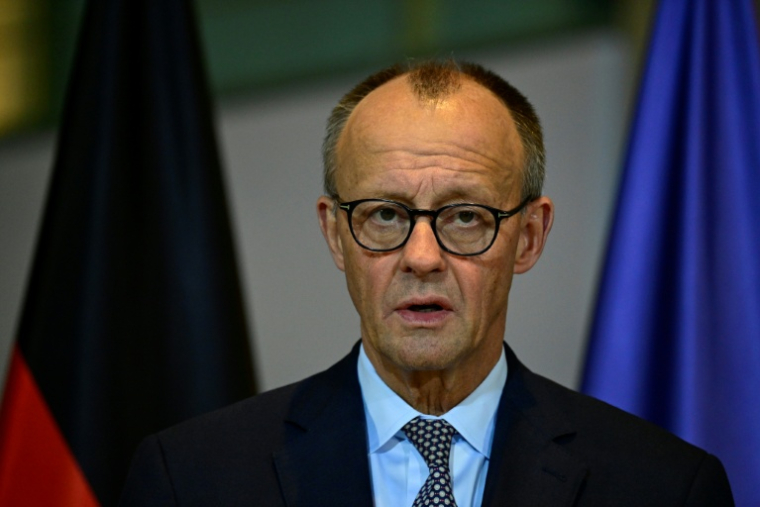 Le chancelier allemand Friedrich Merz fait une déclaration à la Chancellerie à Berlin, le 5 décembre 2025 ( AFP / John MACDOUGALL )