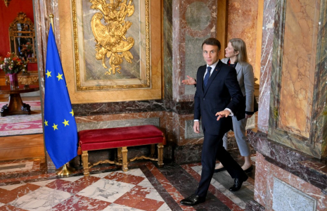 Emmanuel Macron à Bruxelles ce lundi 3 février 2025. ( POOL / NICOLAS TUCAT )