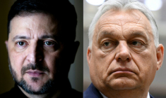 Combinaison de photos du président ukrainien Volodymyr Zelensky (G, 20 février 2026 à Kiev) et du Premier ministre hongrois Viktor Orban (D, le 26 juin 2025 à Bruxelles) ( AFP / HENRY NICHOLLS )
